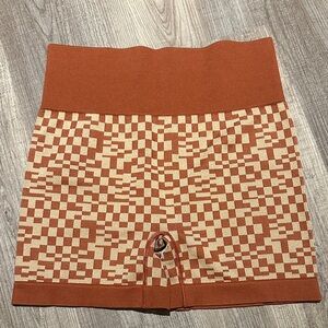 Sarah’s Day Geometric Patterned Shorts in Orange and Cream